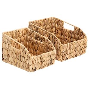 fairyhaus wicker baskets 2 pack 11x9x7″ & 9.5×7.5×6.5″, natural water hyacinth wicker storage basket for organizing, hand-woven big wicker basket with handles, large & small wicker baskets set for storage shelves
