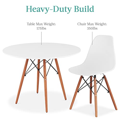 Best Choice Products 5-Piece Dining Set, Compact Mid-Century Modern Table & Chair Set for Home, Apartment w/ 4 Chairs, Plastic Seats, Wooden Legs, Metal Frame - Brown/White