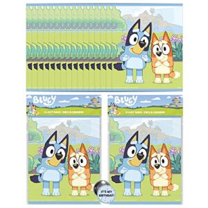 unique bluey party favor bags | 16 pack | officially licensed | goodie bags | birthday party supplies, favors & decorations | button