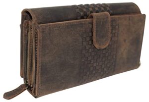 rfid blocking vintage leather large capacity clutch purse smartphone hand wristlet wallet credit card holder wallets for women (brown)