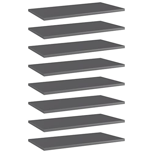 FIRBNUS 8 Pcs 23.6"x11.8" Bookshelf Boards High Gloss Gray Floating Shelves Wall Shelves Wall Mount Shelf for Wall Storage Thin Shelf Room Shelves