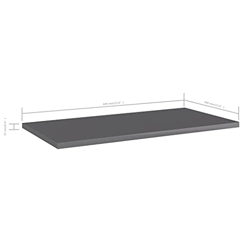 FIRBNUS 8 Pcs 23.6"x11.8" Bookshelf Boards High Gloss Gray Floating Shelves Wall Shelves Wall Mount Shelf for Wall Storage Thin Shelf Room Shelves