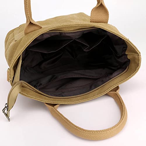 Fashion Casual Women Retro Style Solid Color Canvas Bag Simple Handbag Messenger Bag Leather Shoulder Bag (A, One Size)