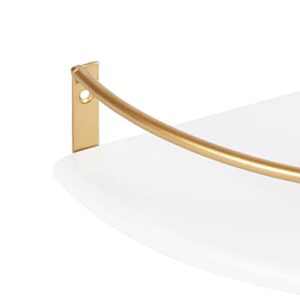 Kate and Laurel Camryn Boho Half Moon Wall Shelf Set, Set of 2, White and Gold, Decorative Bohemian Half Circle Shelf for Household Storage and Boho Decor