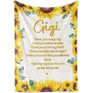 InnoBeta Gigi Sunflower Throw Blanket - Gigi Gifts for Grandma - Flannel Blankets Gift for Gigi on Christmas, Birthday, or Thanksgiving - 50" x 65"