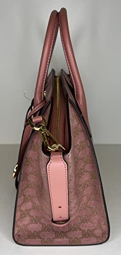 Michael Kors Avril Large Top-Zip Satchel bundled with Large Continental Wristlet Purse Hook (Rose)
