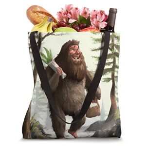 Happy Sasquatch Carrying Groceries Tote Bag Tote Bag