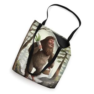 Happy Sasquatch Carrying Groceries Tote Bag Tote Bag