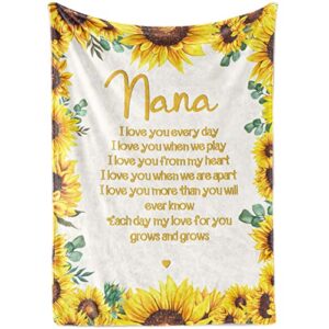 innobeta nana throw blanket – nana gifts from grandkids – nana sunflower flannel blankets on christmas, birthday, thanksgiving – 50″ x 65″