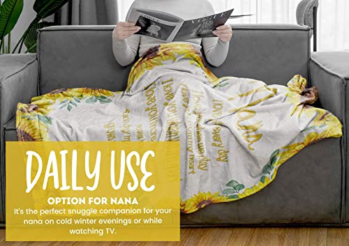 InnoBeta Nana Throw Blanket - Nana Gifts from Grandkids - Nana Sunflower Flannel Blankets on Christmas, Birthday, Thanksgiving - 50" x 65"