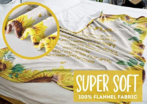 InnoBeta Nana Throw Blanket - Nana Gifts from Grandkids - Nana Sunflower Flannel Blankets on Christmas, Birthday, Thanksgiving - 50" x 65"