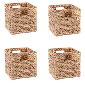 foldable hyacinth storage basket with iron wire frame by trademark innovations (set of 4)