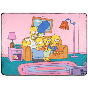 The Simpsons Fleece Throw Blanket - Homer, Bart, Lisa, Marge, Maggie & Krusty The Clown Throw Blanket (Family)