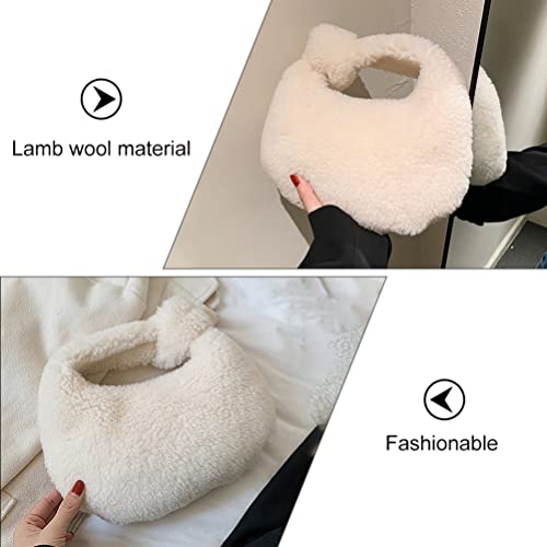 Faux Fur Bag Fashion Plush Dumpling Bag Fluffy Purse Shearling Handbag for Women