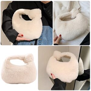 Faux Fur Bag Fashion Plush Dumpling Bag Fluffy Purse Shearling Handbag for Women