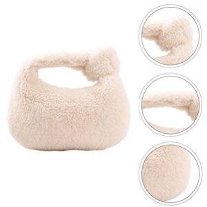 Faux Fur Bag Fashion Plush Dumpling Bag Fluffy Purse Shearling Handbag for Women