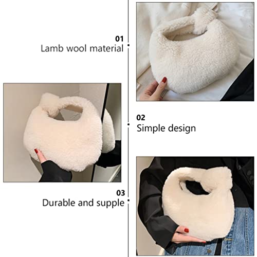 Faux Fur Bag Fashion Plush Dumpling Bag Fluffy Purse Shearling Handbag for Women