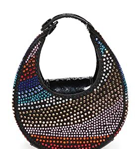 STAUD Women's Micro Moon Crystal Pouchette, Rainbow/Black, One Size