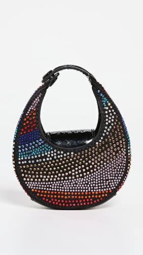 STAUD Women's Micro Moon Crystal Pouchette, Rainbow/Black, One Size