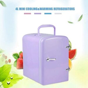 YAARN Small Fridge for Bedroom 4L Mini Fridge Cooler and Warmer Portable Personal Fridge Semiconductor Electronic Fridge Food Cosmetics Fridge for Home Office (Color : Purple)