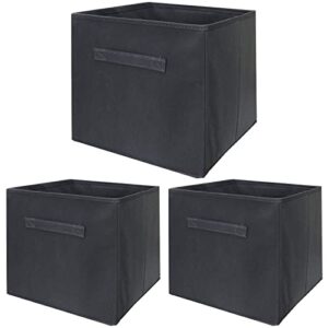 yugtcen cube storage bins 11 inch, storage cubes collapsible organizer bins, square foldable fabric baskets, medium decorative cubby box for for shelves, closet, for utility room, storage room (grey)