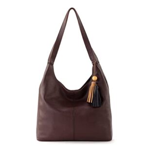 the sak huntley hobo bag in leather, double strap purse, mahogany