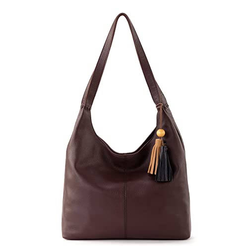 The Sak Huntley Hobo Bag in Leather, Double Strap Purse, Mahogany