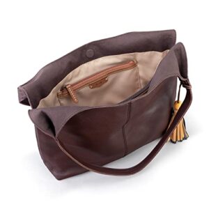 The Sak Huntley Hobo Bag in Leather, Double Strap Purse, Mahogany