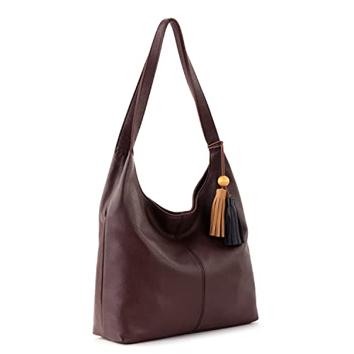 The Sak Huntley Hobo Bag in Leather, Double Strap Purse, Mahogany