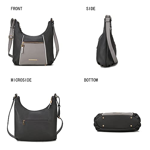 MKF Collection Shoulder Bag for Women, Vegan Leather Hobo Handbag, Crossover Color-Block Purse