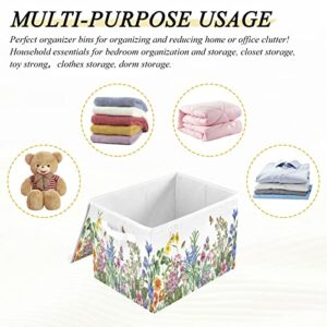 xigua Herbs and Wild Flower Storage Bins with Lids Foldable Large Cube Storage Boxes with Handles for Home Bedroom Closet Office (16.5x12.6x11.8 in)#54