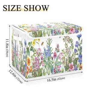 xigua Herbs and Wild Flower Storage Bins with Lids Foldable Large Cube Storage Boxes with Handles for Home Bedroom Closet Office (16.5x12.6x11.8 in)#54