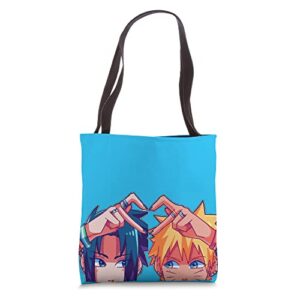 narusasu sasunaru anime boys forming heart with hands tote bag