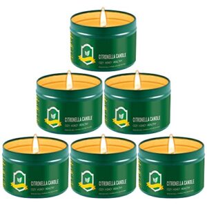 arhalulu citronella candles outdoor, 4.4 oz pack of 6 150 hours burning, citronella candles set outside for party hiking camping patio bbq deck lanai garden yard home balcony (green)