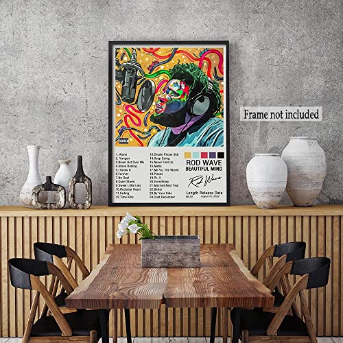 Rod Wave Poster Rapper Album Cover Music Posters Signed Limited Edition Canvas Poster Wall Art Decor Print Picture Paintings for Living Room Bedroom Decoration (A,16x24in Unframe)