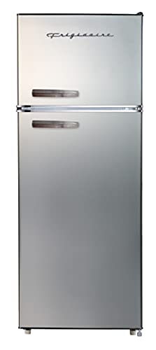 Frigidaire EFR753-PLATINUM EFR753, 2 Door Apartment Size Refrigerator with Freezer, Silver & BLACK+DECKER Digital Microwave Oven with Turntable Push-Button Door, 0.9 Cu Ft