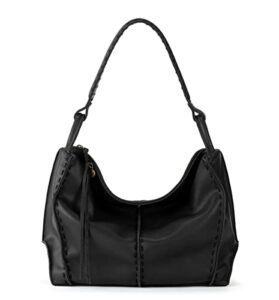 the sak los feliz hobo in leather, lined, roomy shoulder purse, black