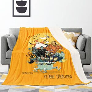 3d printing halloween blanket all season jack blanket,soft flannel throw blanket for bed couch chair living room mt03-60″x50″