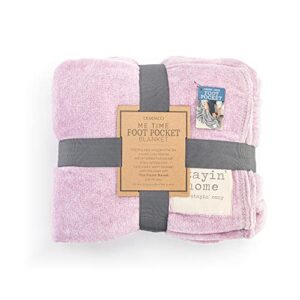 demdaco stayin’ home and cozy pink 60 x 70 polyester knit foot pocket throw blanket