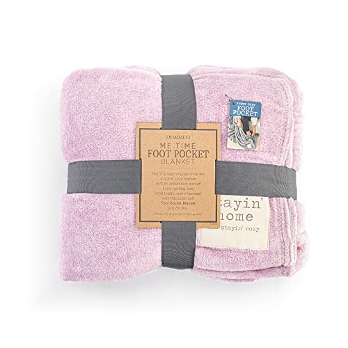 DEMDACO Stayin' Home and Cozy Pink 60 x 70 Polyester Knit Foot Pocket Throw Blanket