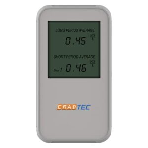 cradtec smart radon detector, radon detector for home, digital display, easy-to-use, portable, only need 3 aaa battery, long and short term monitor, pci/l and bq/m3 switchable
