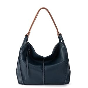 the sak los feliz hobo in leather, lined, roomy shoulder purse, indigo