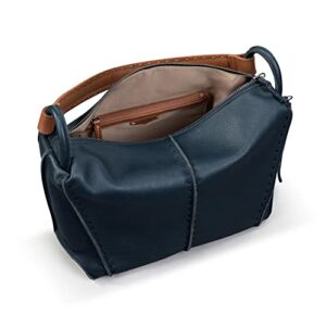 The Sak Los Feliz Hobo in Leather, Lined, Roomy Shoulder Purse, Indigo