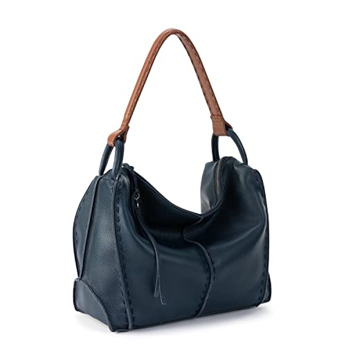 The Sak Los Feliz Hobo in Leather, Lined, Roomy Shoulder Purse, Indigo