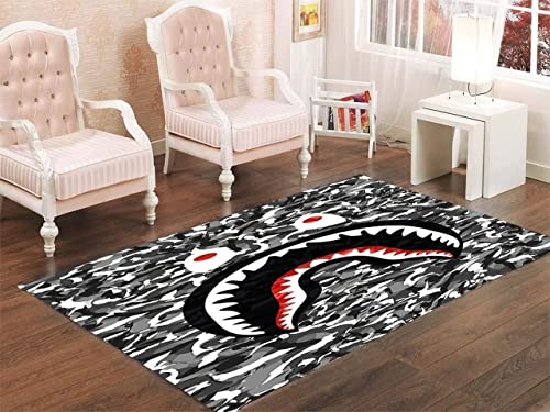 BAPE Shark Black Army Pattern Area Rugs Living Room Carpet Floor Decor (X-Large)