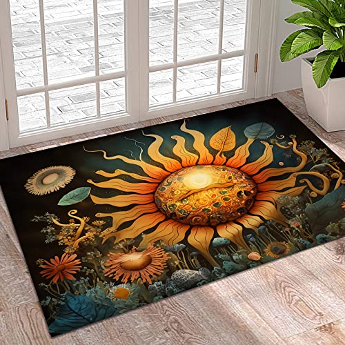 PartyUnix Boho Mushroom Skull Animal Indoor Modern Area Rug, Soft Non-Shedding Carpet Floor Mats Living Room Bedroom for Home Decoration