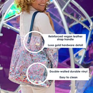 Packed Party The Essentials Tote; Women and Girls Small Fashion Shoulder Bucket Bag; Trendy Look for Ladies at School, Work, Travel, and the Beach; Navy Blue