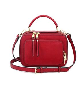 crossbody bags for women, trendy design satchels shoulder bag handbags tote bag double zip top-handle bags camera bag purse (red)