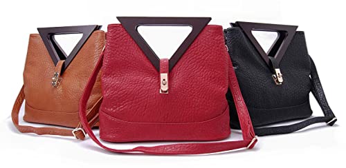 ANN CREEK Women's Triangle Handle Bag Crossbody Bags Stachel Bags Shoulder Bags Fashion Faux Leather PU Purses Handbags Ladies Tote Bags Evening Bags Clutch Purses Black