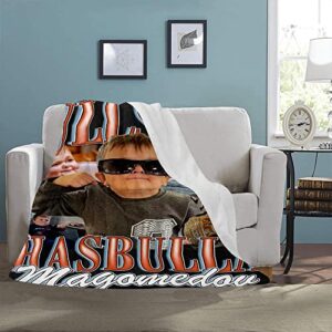 Hasbulla Fleece Blanket, Hasbulla Mini Khabib Blanket Gift for Fans, Hasbulla Magomedov Meme Fleece Blanket, King Hasbulla Blanket for Bed Sofa Couch